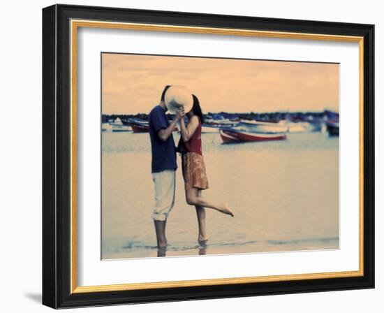 Kissing Couple at Playa de las Teresitas, Tenerife, Canary Islands, Spain-Michele Westmorland-Framed Photographic Print