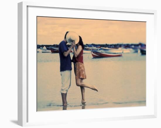 Kissing Couple at Playa de las Teresitas, Tenerife, Canary Islands, Spain-Michele Westmorland-Framed Photographic Print