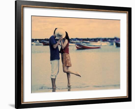 Kissing Couple at Playa de las Teresitas, Tenerife, Canary Islands, Spain-Michele Westmorland-Framed Photographic Print