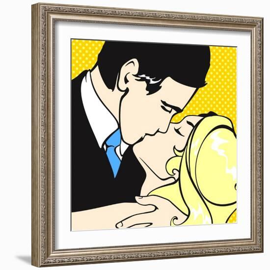 Kissing Couple-Alena Kozlova-Framed Art Print