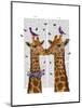 Kissing Giraffes with Birds-Fab Funky-Mounted Art Print