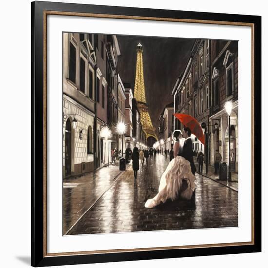 Kissing in Paris (detail)-Pierre Benson-Framed Art Print