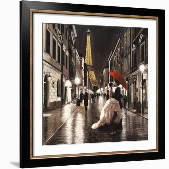 Kissing in Paris (detail)-Pierre Benson-Framed Art Print