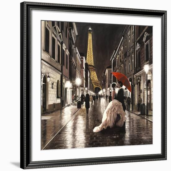 Kissing in Paris (detail)-Pierre Benson-Framed Art Print