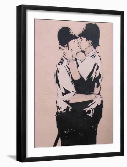 Kissing policemen-Banksy-Framed Giclee Print
