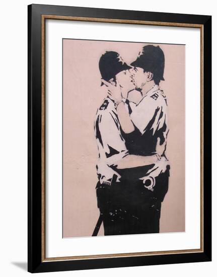 Kissing policemen-Banksy-Framed Giclee Print