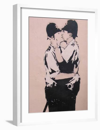 Kissing policemen-Banksy-Framed Giclee Print