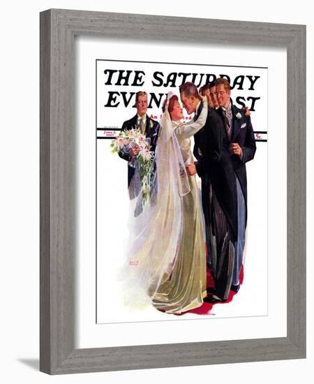 "Kissing the Best Man," Saturday Evening Post Cover, June 5, 1937-Albert W. Hampson-Framed Giclee Print