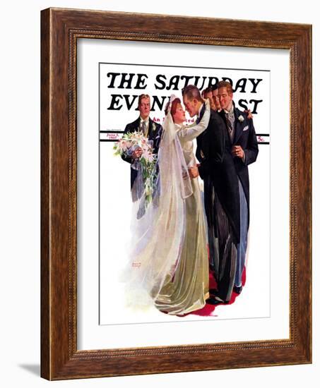 "Kissing the Best Man," Saturday Evening Post Cover, June 5, 1937-Albert W. Hampson-Framed Giclee Print