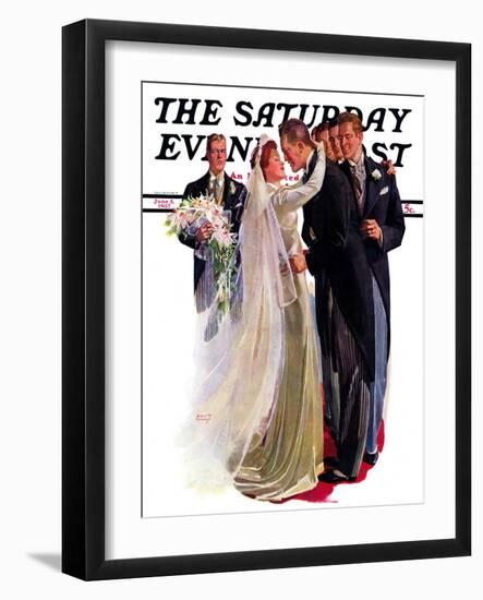 "Kissing the Best Man," Saturday Evening Post Cover, June 5, 1937-Albert W. Hampson-Framed Giclee Print