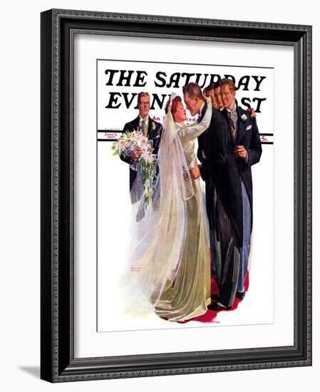 "Kissing the Best Man," Saturday Evening Post Cover, June 5, 1937-Albert W. Hampson-Framed Giclee Print