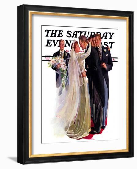 "Kissing the Best Man," Saturday Evening Post Cover, June 5, 1937-Albert W. Hampson-Framed Giclee Print