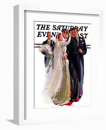 "Kissing the Best Man," Saturday Evening Post Cover, June 5, 1937-Albert W. Hampson-Framed Giclee Print