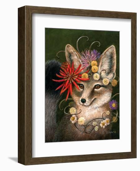 Kit Fox in Coral-Carolyn Schmitz-Framed Art Print