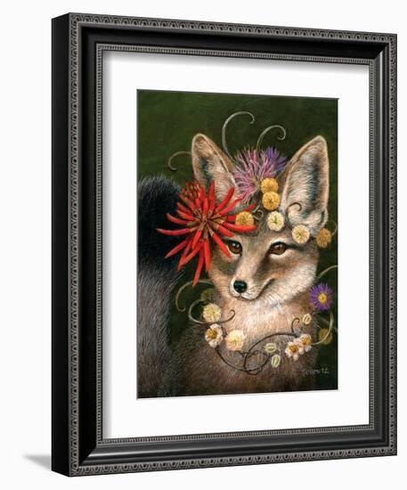 Kit Fox in Coral-Carolyn Schmitz-Framed Art Print