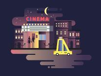 Cinema Building Night-Kit8 net-Art Print