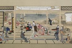 Donations from the Low Tide, 1790: the Search for Shells for the Game of the Kai Awase. Artwork by-Kitagawa Utamaro-Giclee Print