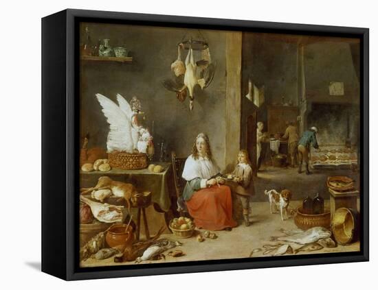 Kitchen Interior, 1644-David Teniers the Younger-Framed Premier Image Canvas