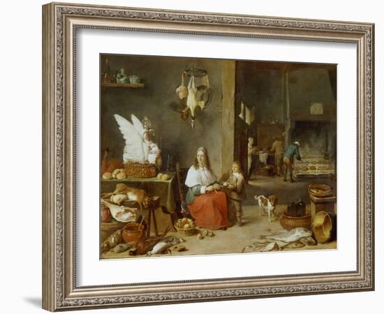 Kitchen Interior, 1644-David Teniers the Younger-Framed Giclee Print