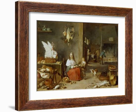 Kitchen Interior, 1644-David Teniers the Younger-Framed Giclee Print