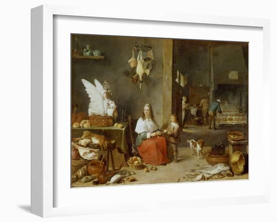 Kitchen Interior, 1644-David Teniers the Younger-Framed Giclee Print