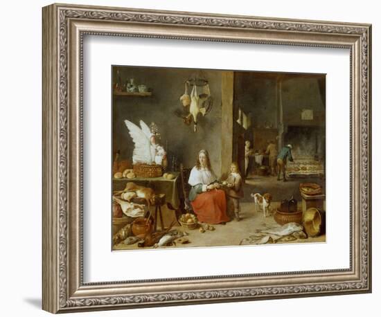 Kitchen Interior, 1644-David Teniers the Younger-Framed Giclee Print