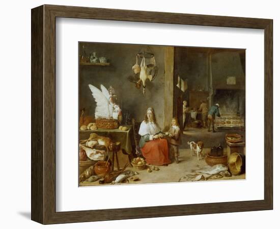 Kitchen Interior, 1644-David Teniers the Younger-Framed Giclee Print