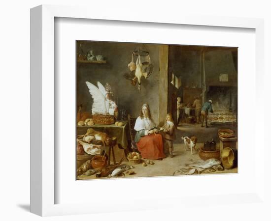 Kitchen Interior, 1644-David Teniers the Younger-Framed Giclee Print