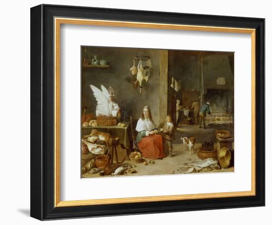 Kitchen Interior, 1644-David Teniers the Younger-Framed Giclee Print