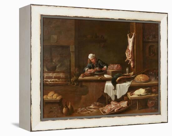 Kitchen of a Dutch Mansion-David the Younger Teniers-Framed Premier Image Canvas
