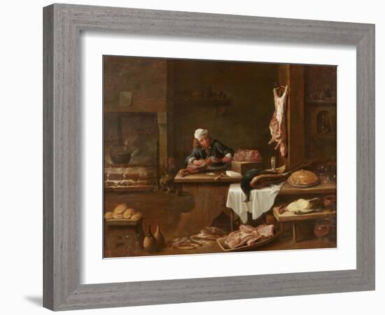 Kitchen of a Dutch Mansion-David the Younger Teniers-Framed Giclee Print