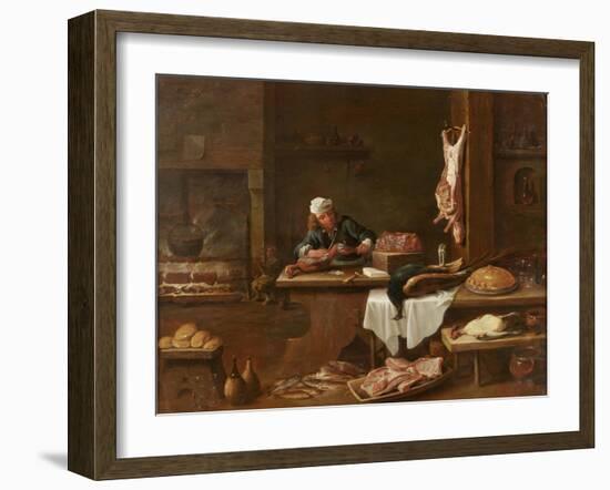 Kitchen of a Dutch Mansion-David the Younger Teniers-Framed Giclee Print