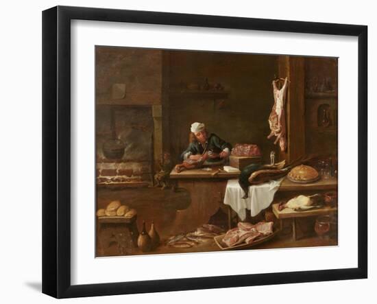 Kitchen of a Dutch Mansion-David the Younger Teniers-Framed Giclee Print