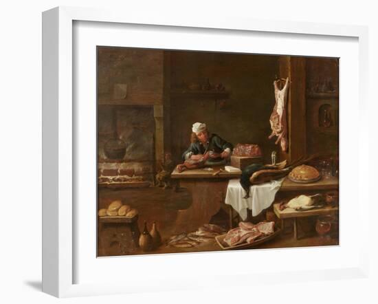 Kitchen of a Dutch Mansion-David the Younger Teniers-Framed Giclee Print