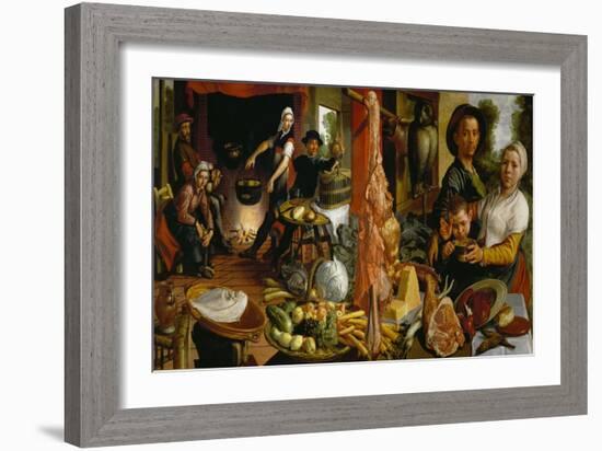 Kitchen Scene, allegory " Voluptas Carnis" Sp 339.-Pieter Aertsen-Framed Giclee Print