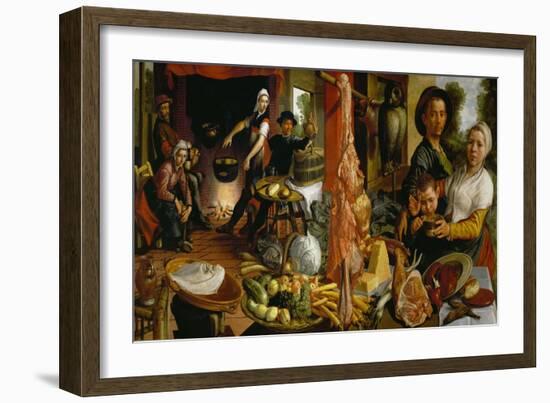 Kitchen Scene, allegory " Voluptas Carnis" Sp 339.-Pieter Aertsen-Framed Giclee Print