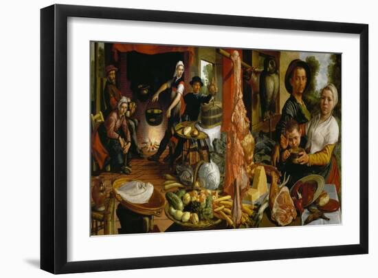 Kitchen Scene, allegory " Voluptas Carnis" Sp 339.-Pieter Aertsen-Framed Giclee Print