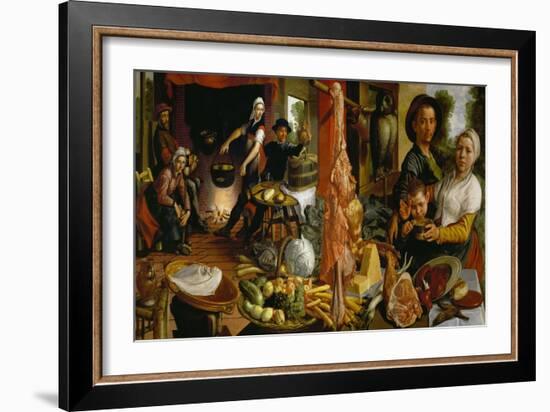 Kitchen Scene, allegory " Voluptas Carnis" Sp 339.-Pieter Aertsen-Framed Giclee Print