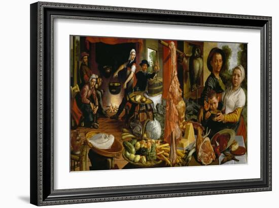 Kitchen Scene, allegory " Voluptas Carnis" Sp 339.-Pieter Aertsen-Framed Giclee Print