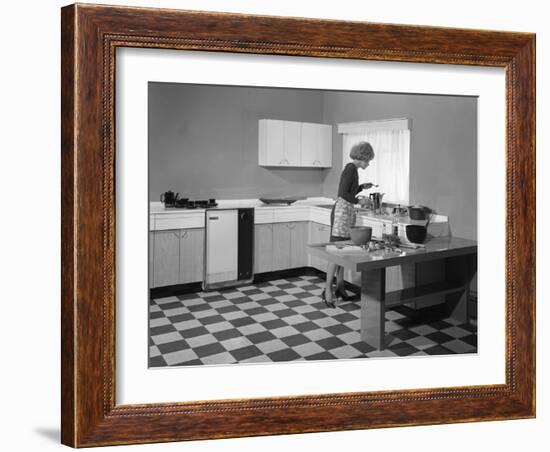 Kitchen Scene, Warwick, Warwickshire, 1966-Michael Walters-Framed Photographic Print