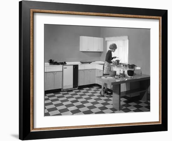 Kitchen Scene, Warwick, Warwickshire, 1966-Michael Walters-Framed Photographic Print