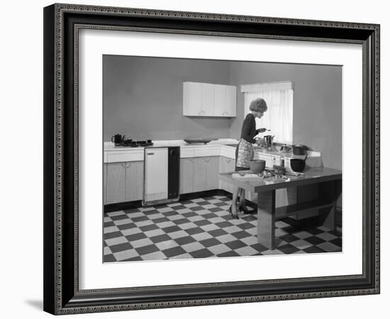 Kitchen Scene, Warwick, Warwickshire, 1966-Michael Walters-Framed Photographic Print