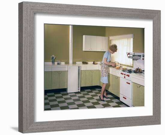 Kitchen Scene, Warwick, Warwickshire, 1966-Michael Walters-Framed Photographic Print