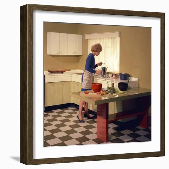 Kitchen Scene, Warwick, Warwickshire, 1966-Michael Walters-Framed Photographic Print