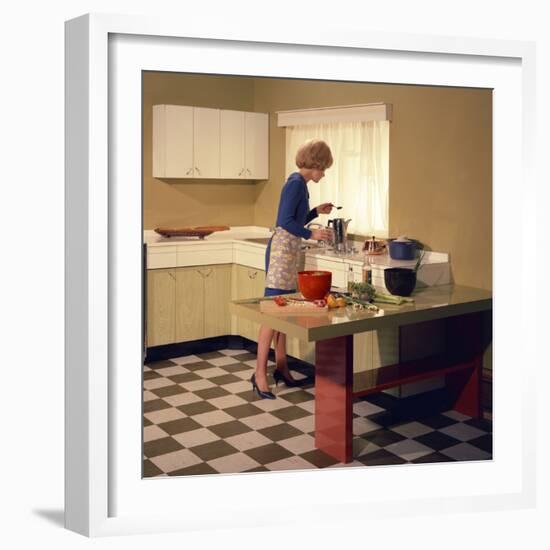 Kitchen Scene, Warwick, Warwickshire, 1966-Michael Walters-Framed Photographic Print