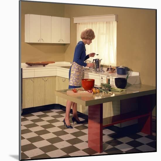 Kitchen Scene, Warwick, Warwickshire, 1966-Michael Walters-Mounted Photographic Print