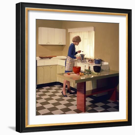 Kitchen Scene, Warwick, Warwickshire, 1966-Michael Walters-Framed Photographic Print