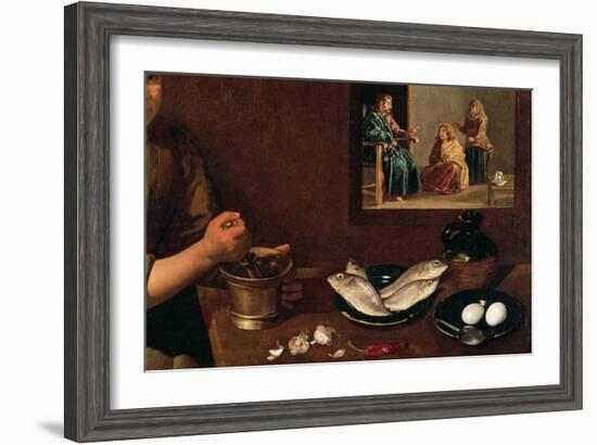 Kitchen Scene with Christ in the House of Martha and Mary-Diego Velazquez-Framed Giclee Print