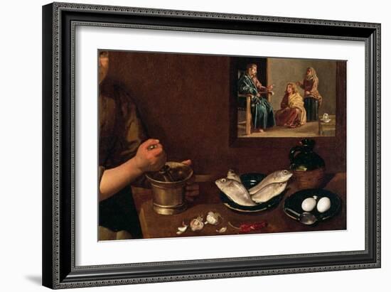 Kitchen Scene with Christ in the House of Martha and Mary-Diego Velazquez-Framed Giclee Print