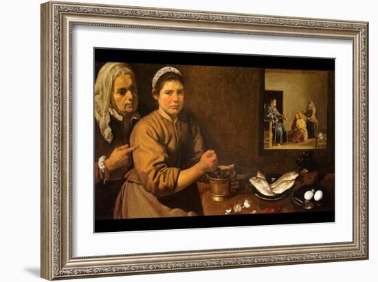 Kitchen Scene with Christ-Diego Velazquez-Framed Art Print